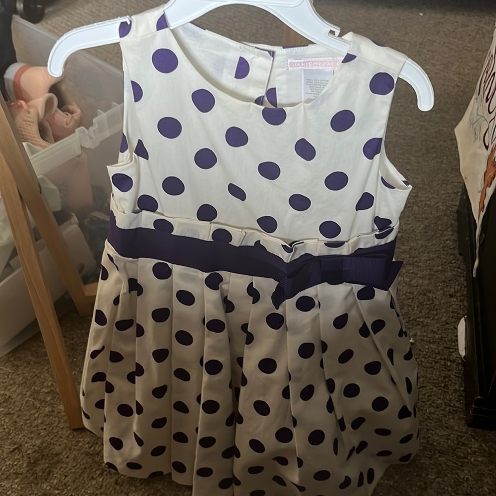Janie and Jack purple polka formal party dress